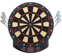 YHNNH darts board set， Dartboard Set Automatic LCD Scoring Display Score Dart Plate Board with Voice 27 Games 6pcs Soft Darts 15 Inch