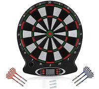 YHNNH darts board set， Professional Target Board LCD Display 15 Inch Dart Game Set with 6 Soft Tip Darts, for Indoor and Outdoor Garden Office