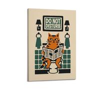YHNNH Do Not Disturb-Grumpy Cat Bathroom Signs Poster Motivational Wall Art Decorative Canvas Posters for Bedroom Living Room12x18inch(30x45cm) Frame-style