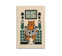 YHNNH Do Not Disturb-Grumpy Cat Bathroom Signs Poster Motivational Wall Art Decorative Canvas Posters for Bedroom Living Room24x36inch(60x90cm) Unframe-style