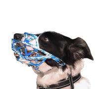 YHNNH dog muzzle， Muzzle For Small Dog,Breathable, To Prevent Biting,Adjustable,Front Opening Design,Allows Panting(Blue and White,L)