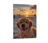 YHNNH Golden RetrieverRetro Wall Art Poster Classic Style Posters Perfect Fashioned Decor for Library Bar Or Home Theater24x36inch(60x90cm) Frame-style