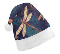 YHNNH Hand Painted Dragonfly Christmas Hat for Adults Personalized Xmas Hat Holiday Santa Claus Hats for Party