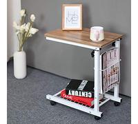 YHNNH Height Adjustable Medical Overbed Table,Mobile Laptop Desk Tray Sofa End Table Rolling Coffee Side Table Elder Hospital Reading Bed Table Cart
