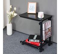 YHNNH Height Adjustable Medical Overbed Table,Mobile Laptop Desk Tray Sofa End Table Rolling Coffee Side Table Elder Hospital Reading Bed Table Cart