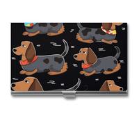 YHNNH I Love My Dog Dachshunds Business Card Case for Men And Women,Slim Business Card Holder,Aluminum Alloy Purse Name Cards Holder Purse Organizer Office Accessories with Buckle-Lock