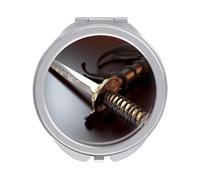 YHNNH Japan Samurai Sword Travel Makeup Mirror 2 X /1 X Magnifying Pocket Mirror Compact Travel Makeup Mirrors for Purse Portable Tabletop Cosmetic for Pocket, Handbag, Purse