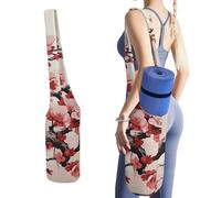 YHNNH Japanese Floral Cherry Blossom Yoga Mat Bag Yoga Backpack Multi Pocket Exercise Yoga Mat Carrier Multi-Functional Storage Bag for Pilates Beach Travel And Everyday Use