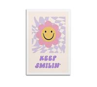 YHNNH Keep Smilin Poster Print Happy Face Flower Motivational Poster Inspired Quote Wall Art Decorative Canvas Posters for Bedroom Living Room20x30inch(50x75cm) Unframe-style