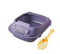 YHNNH, Kitten Toilet Cat Litter Basin with Spoon Heighten for All Kinds of Cat Litter Easy to Clean Accessories,(Purple,37x51x19.5cm)