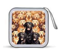 YHNNH Labrador Retriever Dogs DVD Case,Portable Zipper CD Holder EVA Protective Blu-ray Wallet Hard Plastic DVD Case Large Storage Disc Wallet Bag for Car, Home, Office, Games Disc