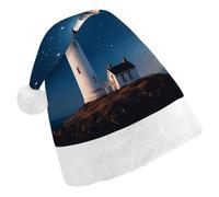YHNNH Lighthouse Under Starry Night Sky Christmas Hat for Adults Personalized Xmas Hat Holiday Santa Claus Hats for Party