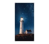 YHNNH Lighthouse Under Starry Night Sky Doorway Curtain, Room Darkening Thermal Insulated Blackout Curtains,Door Curtains, Tapestry Entrance for Restaurant Kitchen