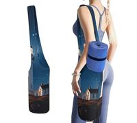 YHNNH Lighthouse Under Starry Night Sky Yoga Mat Bag Yoga Backpack Multi Pocket Exercise Yoga Mat Carrier Multi-Functional Storage Bag for Pilates Beach Travel And Everyday Use