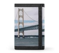 YHNNH Mackinac Suspension Bridge Trifold Wallet Polyester Casual Wallets Portable Stylish Coin Purse for Men And Women