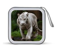 YHNNH Majestic White Bengal Tiger DVD Case,Portable Zipper CD Holder EVA Protective Blu-ray Wallet Hard Plastic DVD Case Large Storage Disc Wallet Bag for Car, Home, Office, Games Disc