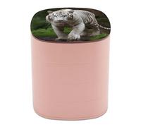 YHNNH Majestic White Bengal Tiger Jewelry Box Women Jewelry Organizer Necklace Ring Storage Organizer 4-Layer Rotating Jewelry Tray Case with Mirror for Jewelry