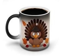 YHNNH Maple Leaf Dark Brown Turkey Discoloration Mug,Heat Sensitive Color Changing Cup,Personalized Coffee Mug for Birthday,Graduation,Anniversary,Christmas Gift