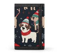 YHNNH Merry Christmas Dog Trifold Wallet Polyester Casual Wallets Portable Stylish Coin Purse for Men And Women