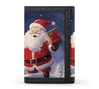 YHNNH Merry Christmas Santa Trifold Wallet Polyester Casual Wallets Portable Stylish Coin Purse for Men And Women