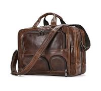 YHNNH messenger bag, 17.3 Inch Laptop Briefcase Genuien Leather Bag Business Travel Tote Bags Handbags For Men Male Large Brief Case Retro
