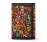 YHNNH Mexican Folk Art Trifold Wallet Polyester Casual Wallets Portable Stylish Coin Purse for Men And Women