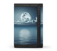YHNNH Moon Ocean Landscape Trifold Wallet Polyester Casual Wallets Portable Stylish Coin Purse for Men And Women