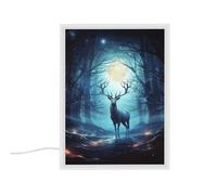 YHNNH Moonlight Deer Night Lights Tabletop Compact Mirror Nightlight Portable Bedside Table Lamp with Plug-in and USB Charger Port