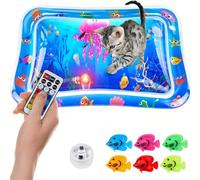 YHNNH New Multi-Color Lighted Cat Water Mat,Thickened Anti-Scratch Leak Proof Cat Water Sensor Play Mat with Floating Fish,Interactive Cat Toy for Indoor Cats to Swatting,Exercise,Hunting,Kitten Toys