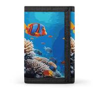 YHNNH Ocean Tropical Fish Coral Trifold Wallet Polyester Casual Wallets Portable Stylish Coin Purse for Men And Women