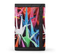 YHNNH Origami Paper Cranes Trifold Wallet Polyester Casual Wallets Portable Stylish Coin Purse for Men And Women
