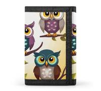 YHNNH Owls Birds Trifold Wallet Polyester Casual Wallets Portable Stylish Coin Purse for Men And Women