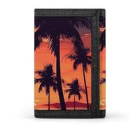 YHNNH Palm Tree Summer Sunset Trifold Wallet Polyester Casual Wallets Portable Stylish Coin Purse for Men And Women