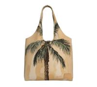 YHNNH Palm Tree Tropical Reusable Canvas Tote Bag, Large Grocery Shopping Bag, Lightweight And Durable, Black, One Size