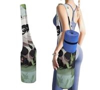 YHNNH Panda Bamboo Yoga Mat Bag Yoga Backpack Multi Pocket Exercise Yoga Mat Carrier Multi-Functional Storage Bag for Pilates Beach Travel And Everyday Use