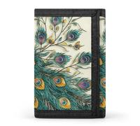 YHNNH Peacock Pattern Trifold Wallet Polyester Casual Wallets Portable Stylish Coin Purse for Men And Women