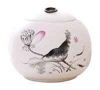 YHNNH pet memorial urn, Pet Ashes Urn, Ceramic Keepsake Urns, with Beautiful Hand-painted Landscape Paintings, Containers for(White D)
