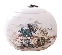 YHNNH pet memorial urn, Pet Ashes Urn, Ceramic Keepsake Urns, with Beautiful Hand-painted Landscape Paintings, Containers for(White E)