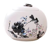 YHNNH pet memorial urn, Pet Ashes Urn, Ceramic Keepsake Urns, with Beautiful Hand-painted Landscape Paintings, Containers for(White B)