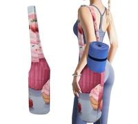 YHNNH Pink Donut And Cupcake Yoga Mat Bag Yoga Backpack Multi Pocket Exercise Yoga Mat Carrier Multi-Functional Storage Bag for Pilates Beach Travel And Everyday Use