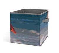 YHNNH Pink Flamingo Walking on The Beach Storage Bins Collapsible Oxford Cloth Storage Cube Boxes Organizer with Handles Large Fabric Baskets for Clothes Blankets Toys