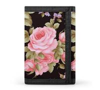 YHNNH Pink Rose Trifold Wallet Polyester Casual Wallets Portable Stylish Coin Purse for Men And Women