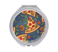 YHNNH Pizza Makeup Mirror Portable Folding, Ultra-Thin Lightweight Travel Mirror, 1X/2X Pocket Mirror with Magnification, Ideal for Home, Salon, Travel, Gifts