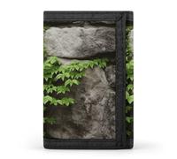YHNNH Plant on Stone Wall Trifold Wallet Polyester Casual Wallets Portable Stylish Coin Purse for Men And Women