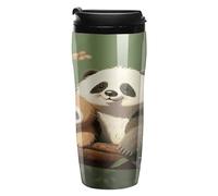 YHNNH Plastic Travel Mug with Leakproof Lids,Cute Panda and Slothprinted 350ml Double Walls Reusable Coffee Cups for Hot Cold Drinks