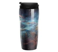 YHNNH Plastic Travel Mug with Leakproof Lids,Universe Galaxy Spaceprinted 350ml Double Walls Reusable Coffee Cups for Hot Cold Drinks