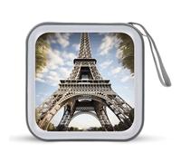 YHNNH Portable CD Wallet,40 Capacity CD/DVD Storage Boxes,Eiffel Tower French Paris Monumentprinted Plastic CD Holder Organizer for Car Home Travel