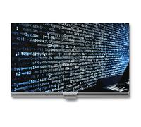 YHNNH Programmer Programming Code Business Card Case for Men And Women,Slim Business Card Holder,Aluminum Alloy Purse Name Cards Holder Purse Organizer Office Accessories with Buckle-Lock