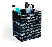 YHNNH Programmer Programming Code Pen Holder Square Pencils Holder Leather Waterproof Pencil Cup for Office, Home Supplies Desktop Storage Organizer Box