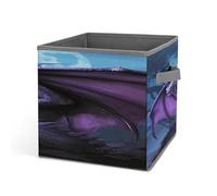 YHNNH Purple Dragon Purple Moon Laundry Basket Foldable Storage Bins Home Organizers with Handles Decorative Fabric Blanket Storage Baskets for Living Room